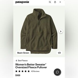Patagonia Women’s Better Sweater Oversized Fleece pullover, Large